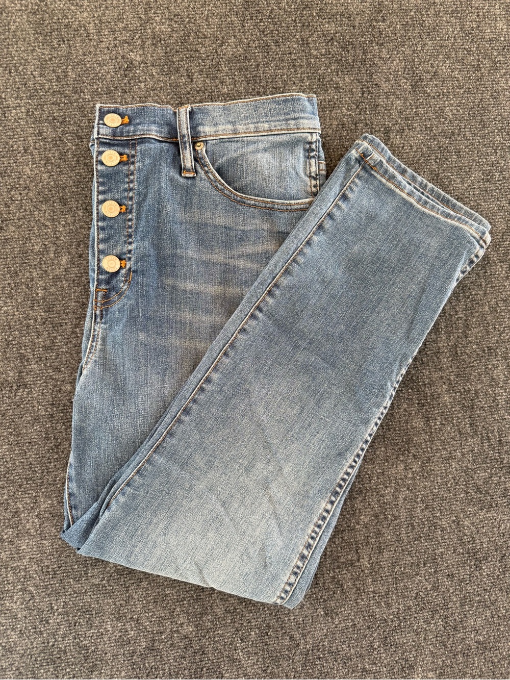J. CREW Vintage Wash, Straight Leg, Button Front Women’s Jeans
